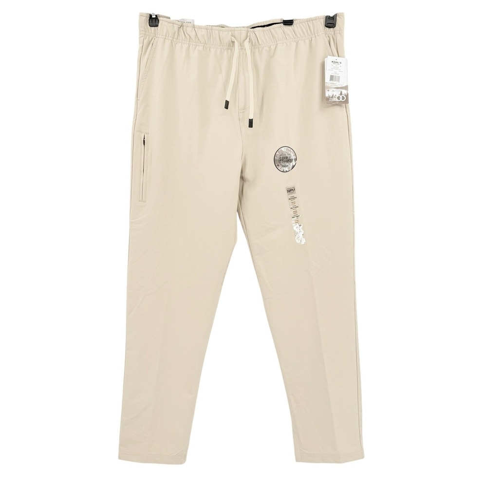 London Fog Supply Men's Flex Waist Jogger Pants Khaki XXL Elastic Waist NWT